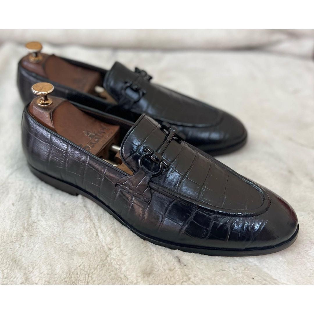 Black Crocodile Loafers Buy Leather Shoes In India