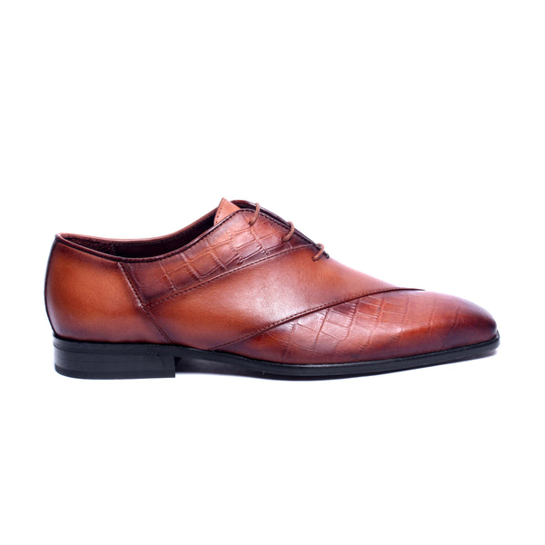 Croco Leather Oxfords - Tan