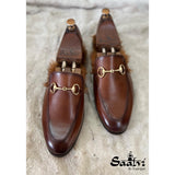 Tan Mules With Fur