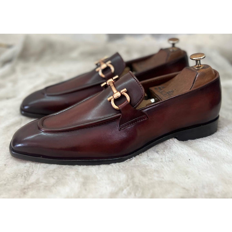 Wine Horsebit Loafers Hand Finished