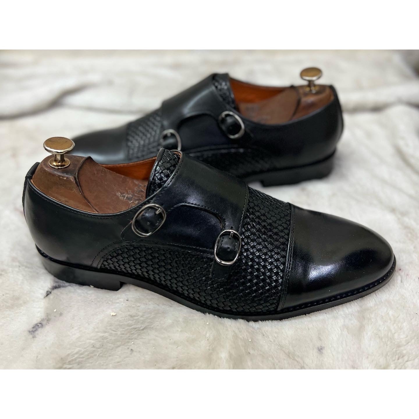 Black Double Monk Strap