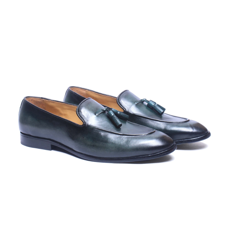 Hand Patina Loafers With Tassels