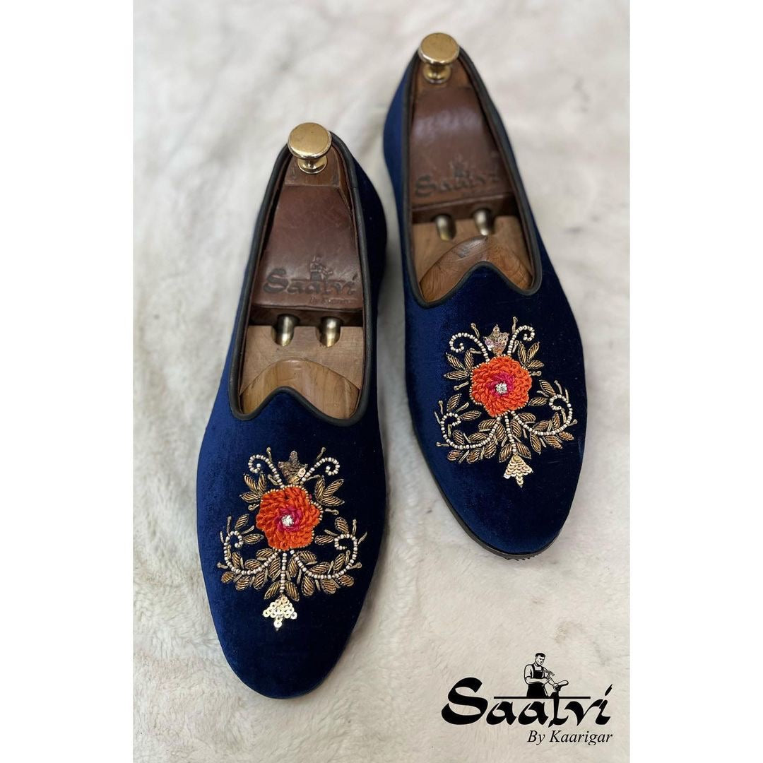 Blue Velvet With Zardosi Embroidery