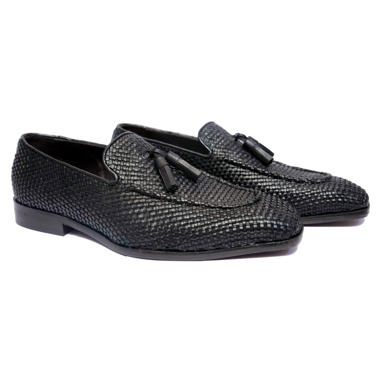 Tassel Loafers Black Weave