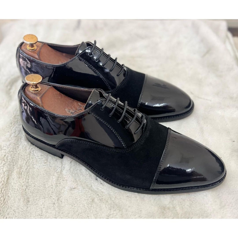 Black Patent Leather Oxford Shoes for Women | The Royale Peacock