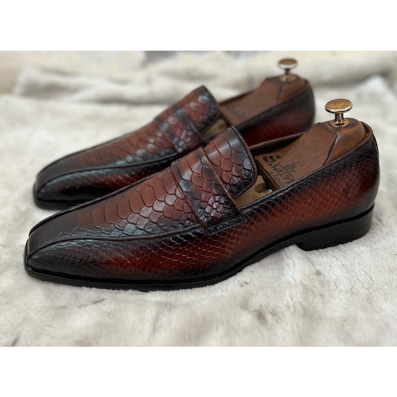 Python Embossed Leather Loafers Hp