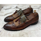 Wingcap Loafers With Fringes& Tassels Hand Patina