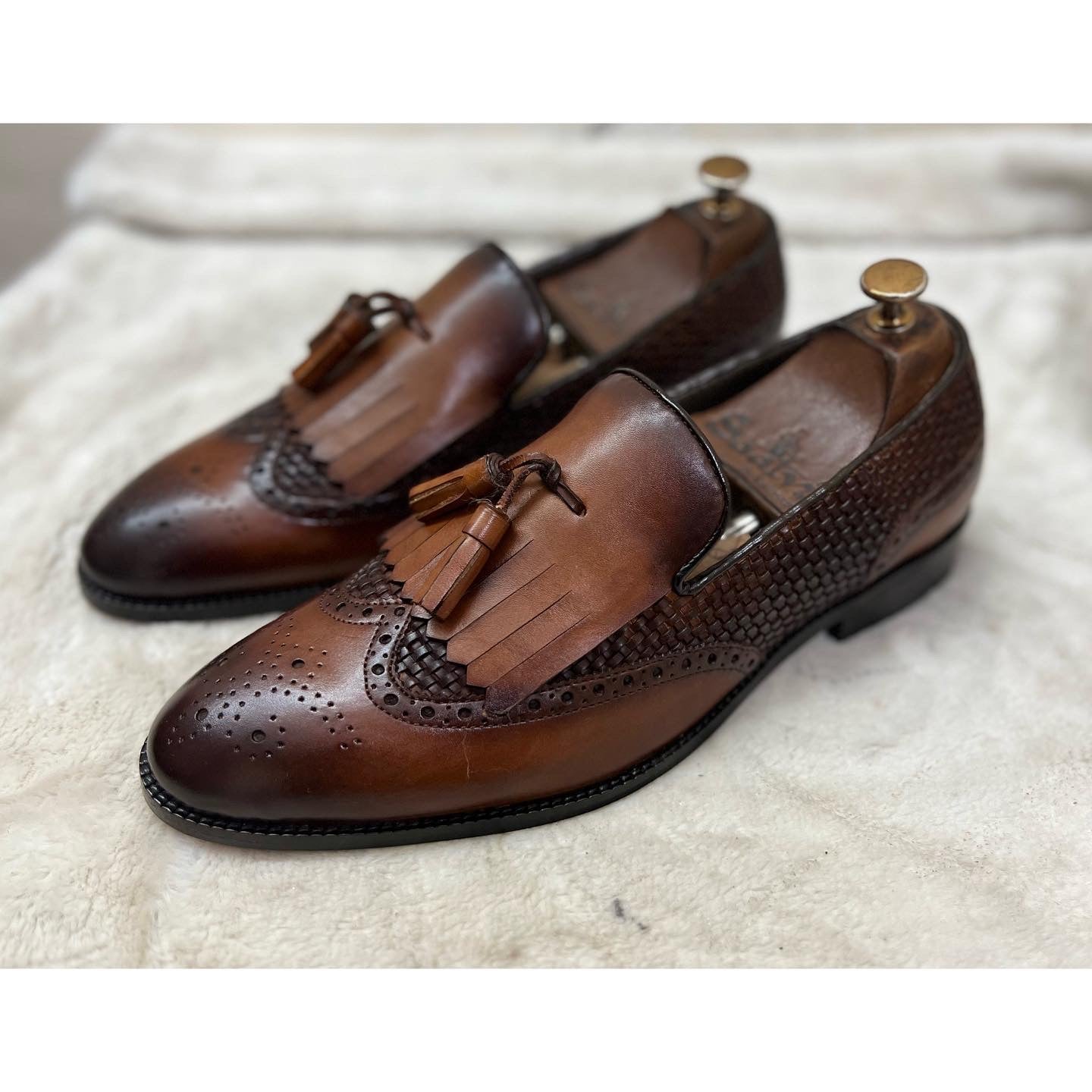 Wingcap Loafers With Fringes & Tassels