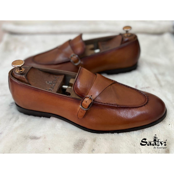 Tan Calf Loafers With Strap
