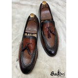 Python Embossed Loafers With Tassels Hand Finished