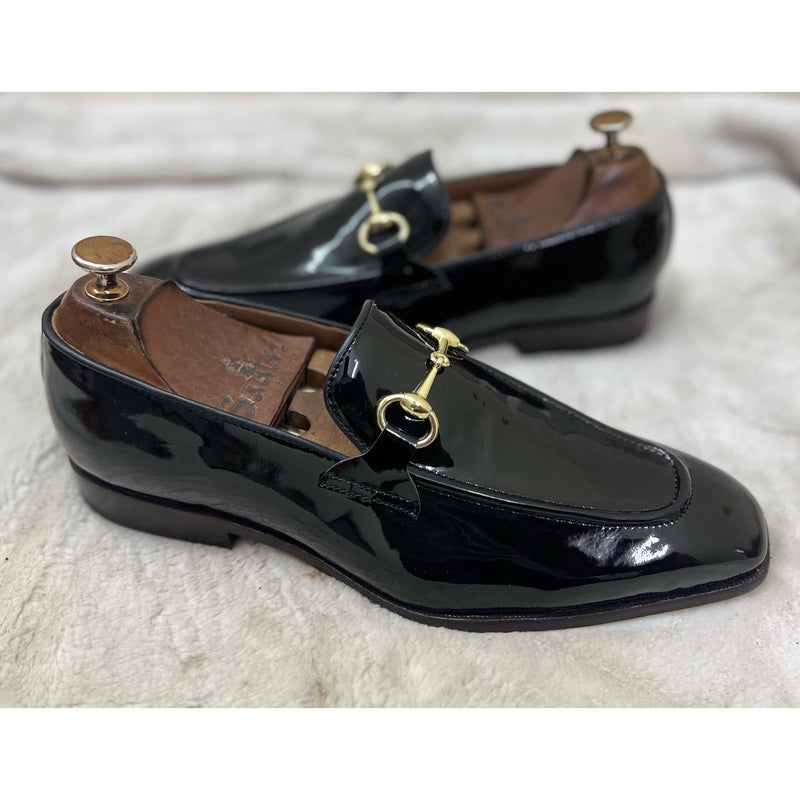 Black Patent Horsebit Loafers