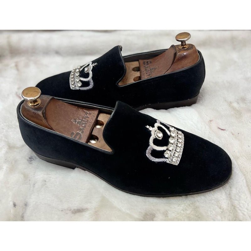 Crown Zardosi Hand Embroidery Slipon