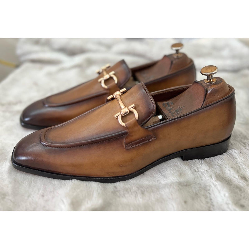 Tan Horsebit Loafers Hand Finished