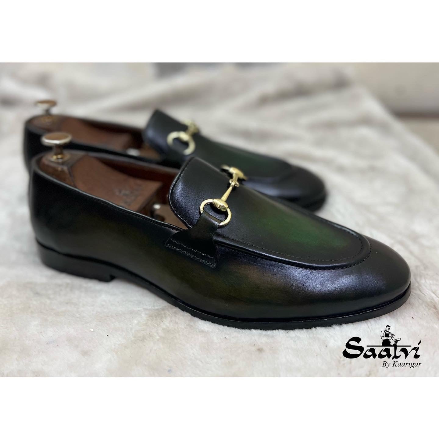 Horsebit Loafers Green Hand Patina