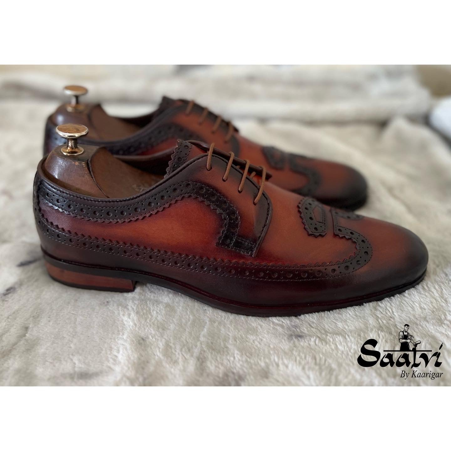 Designer Derby Laceups Hand Patina