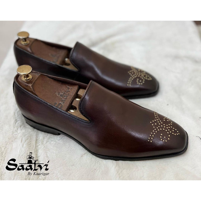 Brown Slipons With Bajri