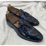 Belgian Loafers with Tassels | blue