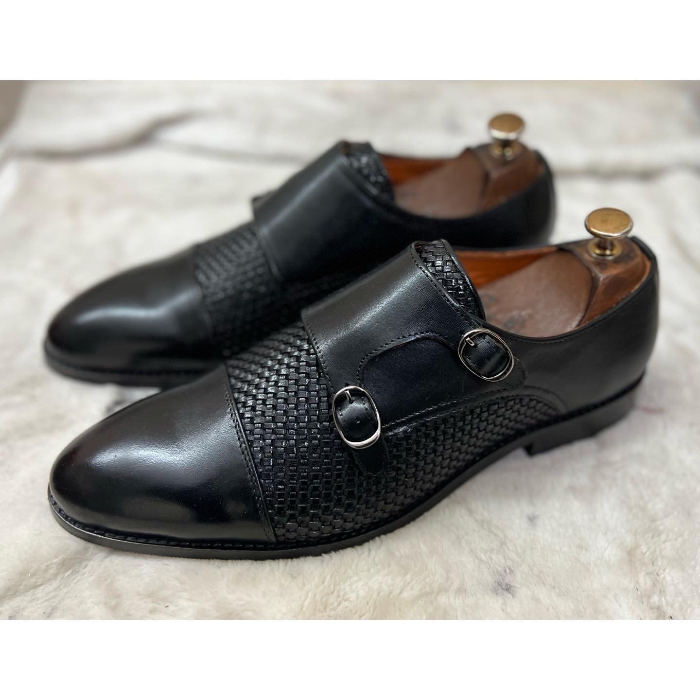 Black Double Monk Strap