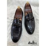 Croco Belgian Loafers Bow