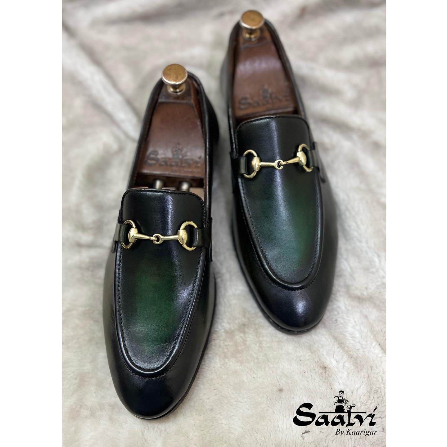 Horsebit Loafers Green Hand Patina