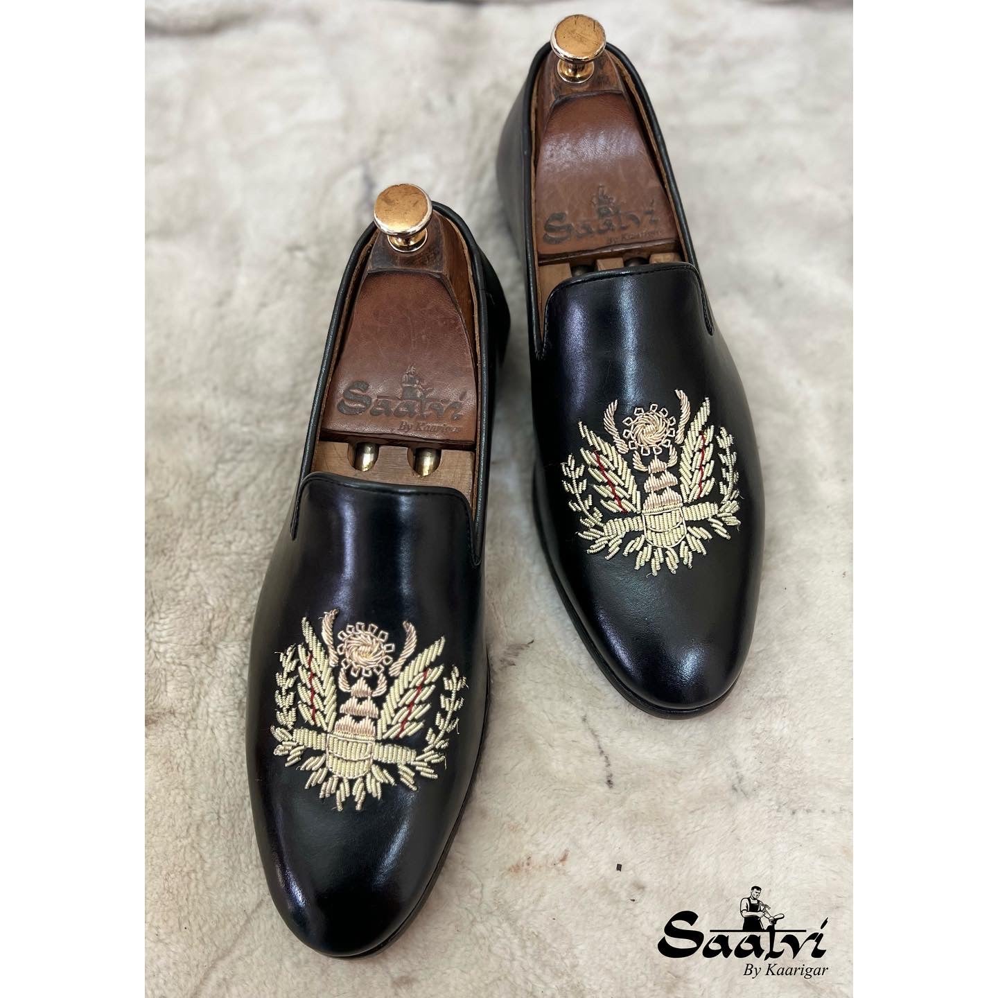 Eagle Hand Zardosi Embroidery Slipons