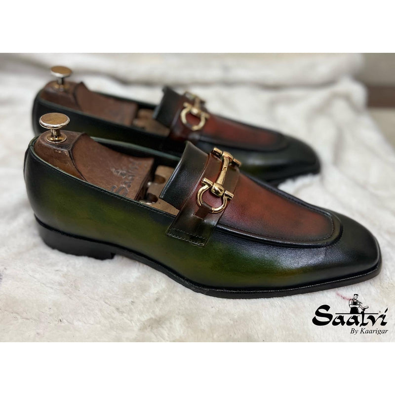 Hand Patina Loafers Green | T