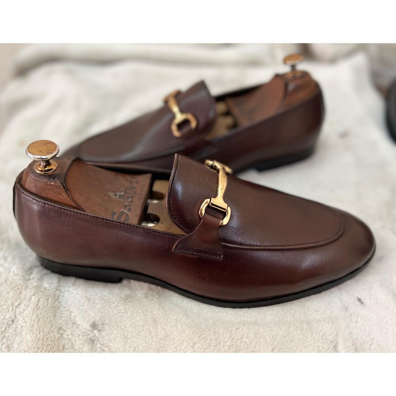 Brown Loafers With Metal Buckle