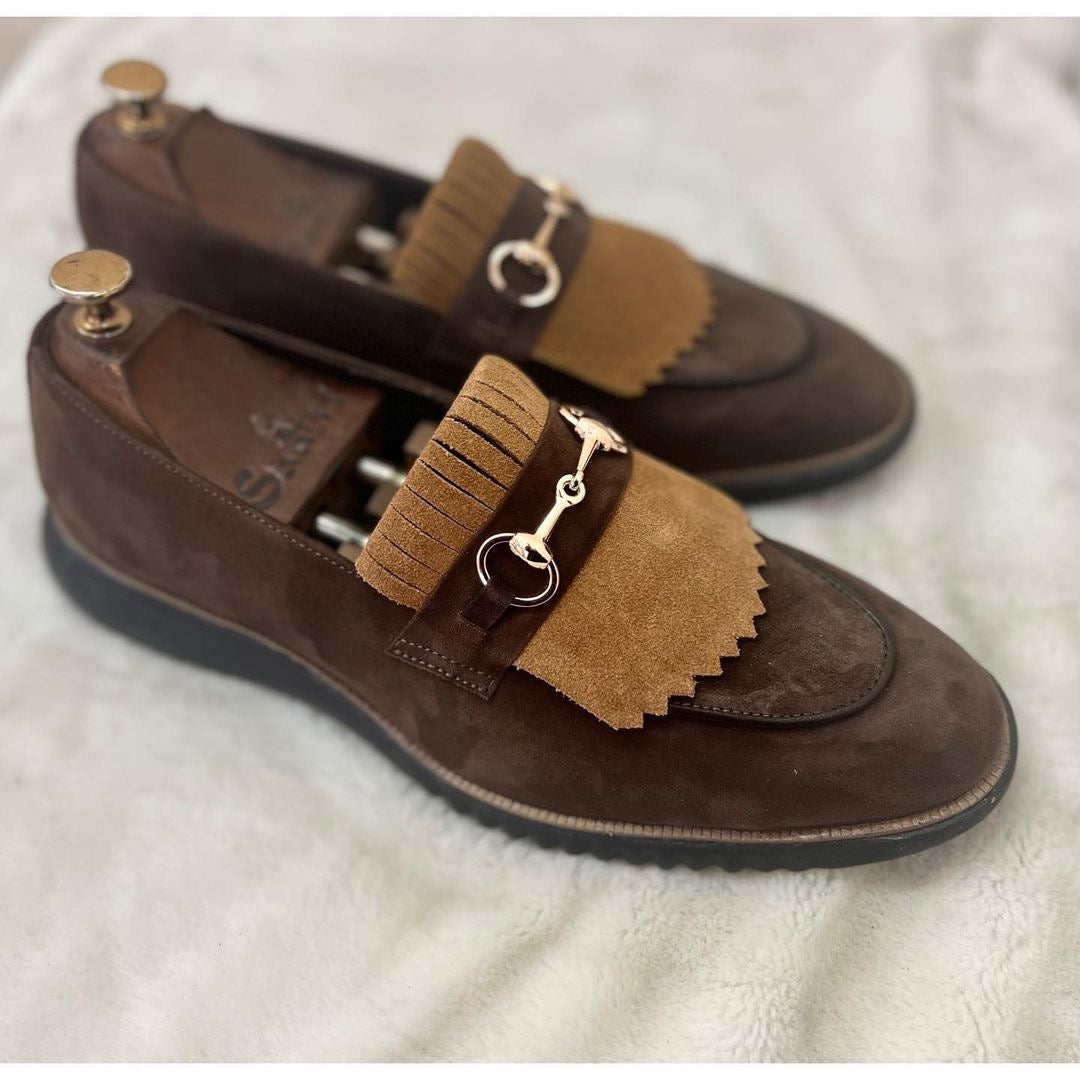 Brown Combi Horsebit Loafers Light Weight