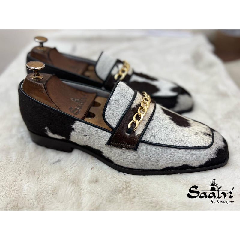 Hairon Leather Loafers With Chain
