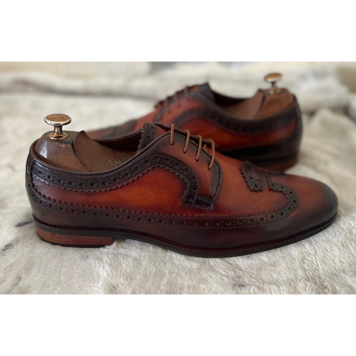 Designer Derby Laceups Hand Patina