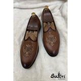 Tan Brown Crest Embroidery Jalsa