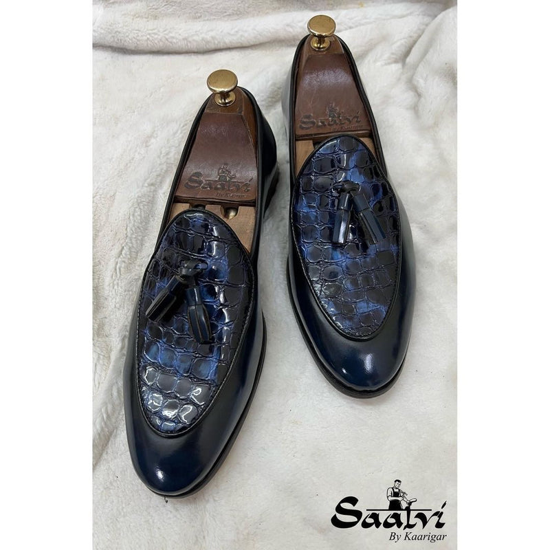 Belgian Loafers with Tassels | blue