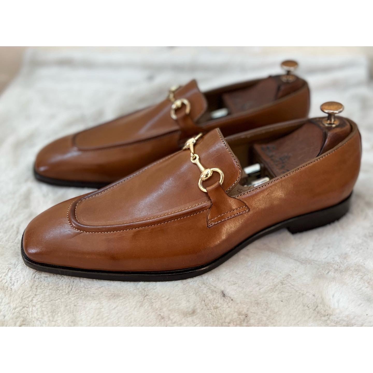 Tan Yellow Horsebit Loafers