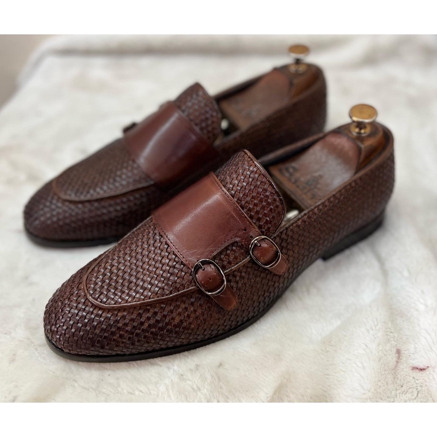 Double Monk Strap Loafers Tan