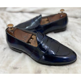 Belgian Loafers With Fringes Blue Brushoff