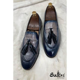 Crocodile Embossed Loafers With Tassles Hand Patina