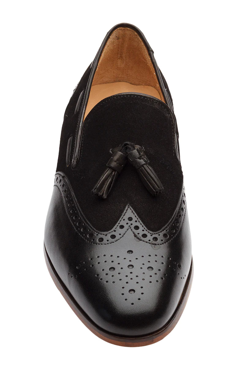 Brouge Combination Loafers - Black