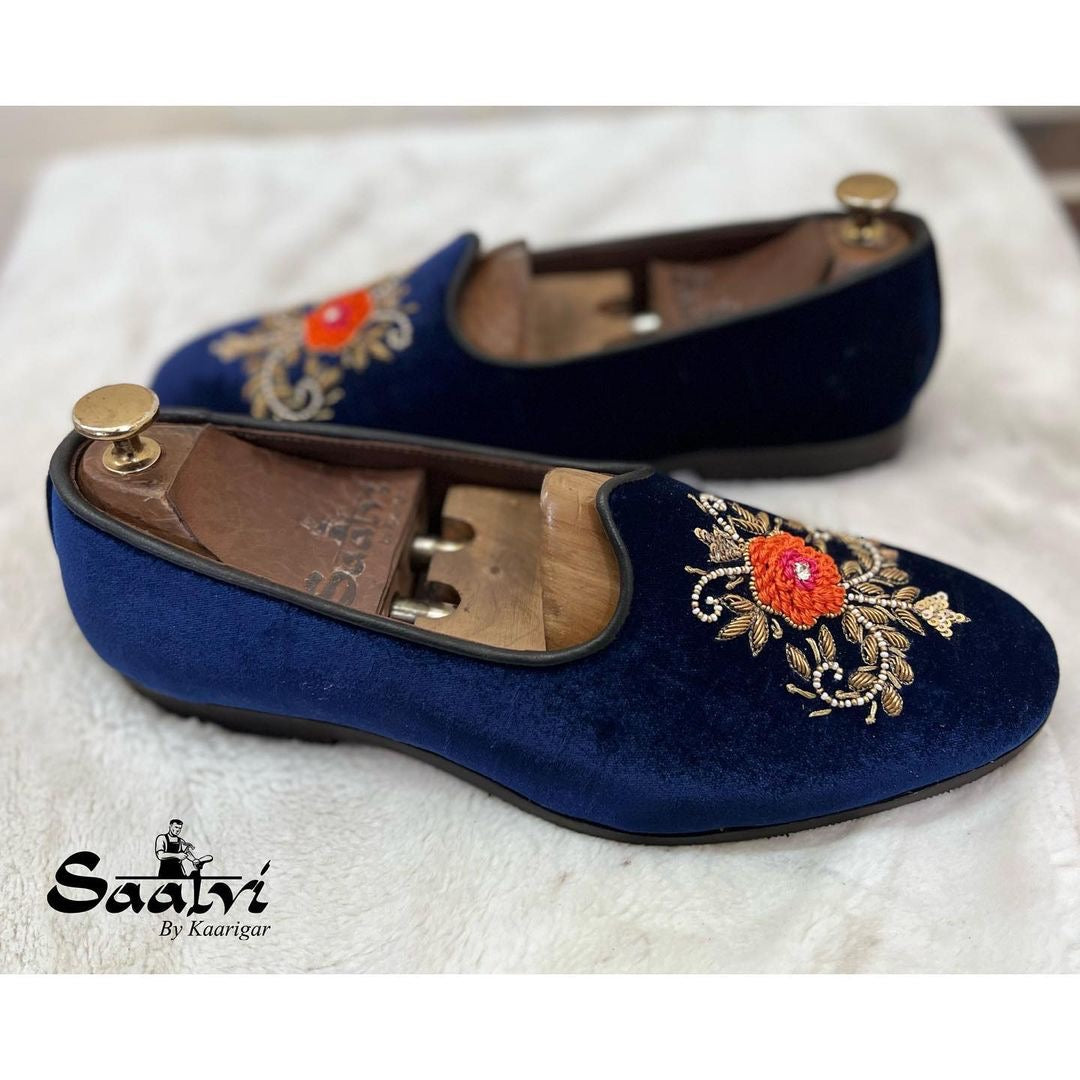 Blue Velvet With Zardosi Embroidery