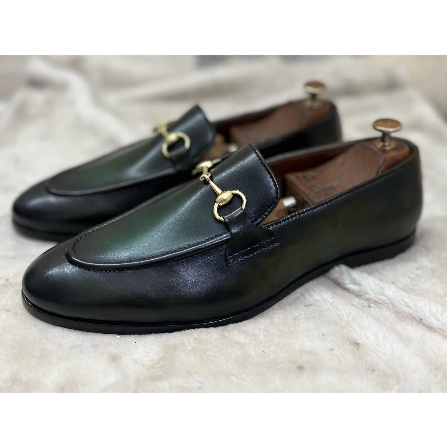 Horsebit Loafers Green Hand Patina