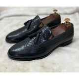 Twin Texture Wingcap Loafers Black