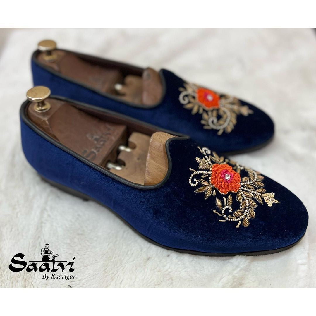 Blue Velvet With Zardosi Embroidery