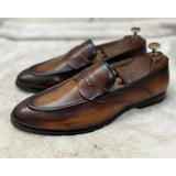 Penny Loafers With Saddle Handfinished