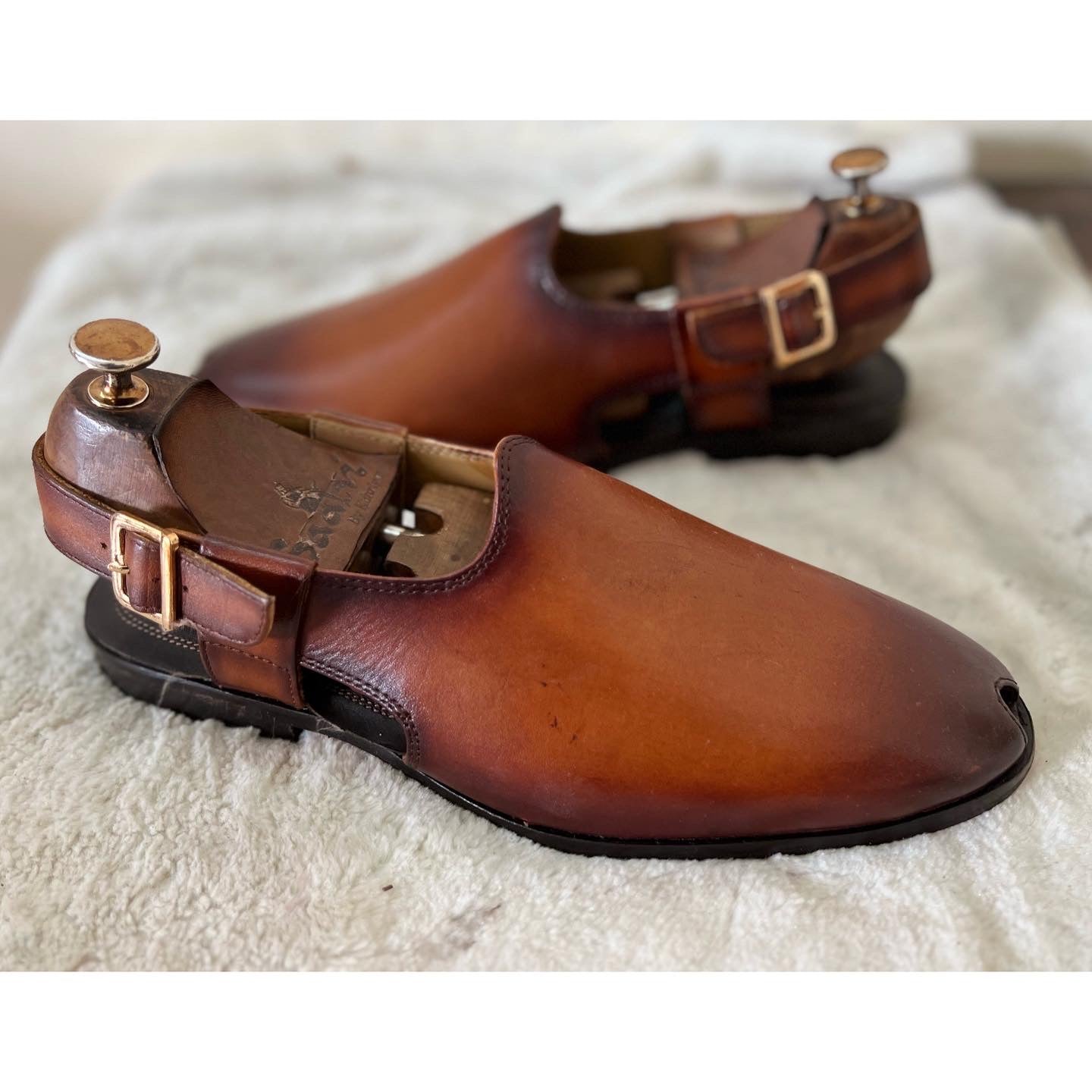 Open Toe Leather Peshawari Sandals