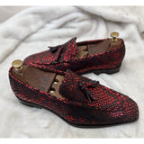 Snake Foil Loafers With Tassels Red