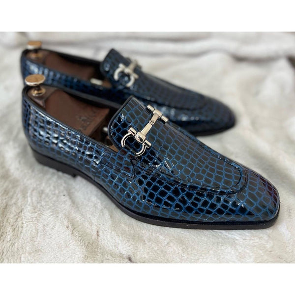Patent Croco Loafers Blue