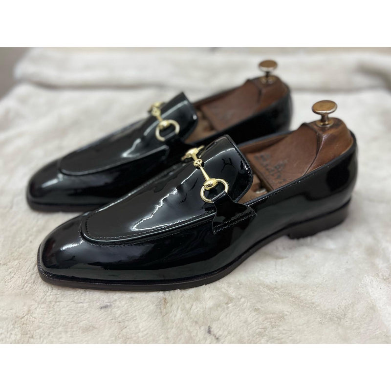Black Patent Horsebit Loafers
