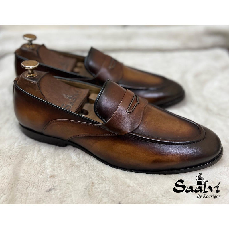Penny Loafers With Saddle Handfinished