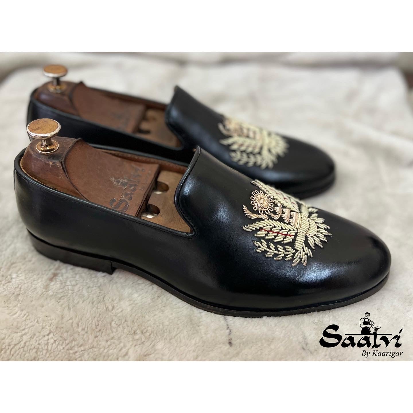 Eagle Hand Zardosi Embroidery Slipons